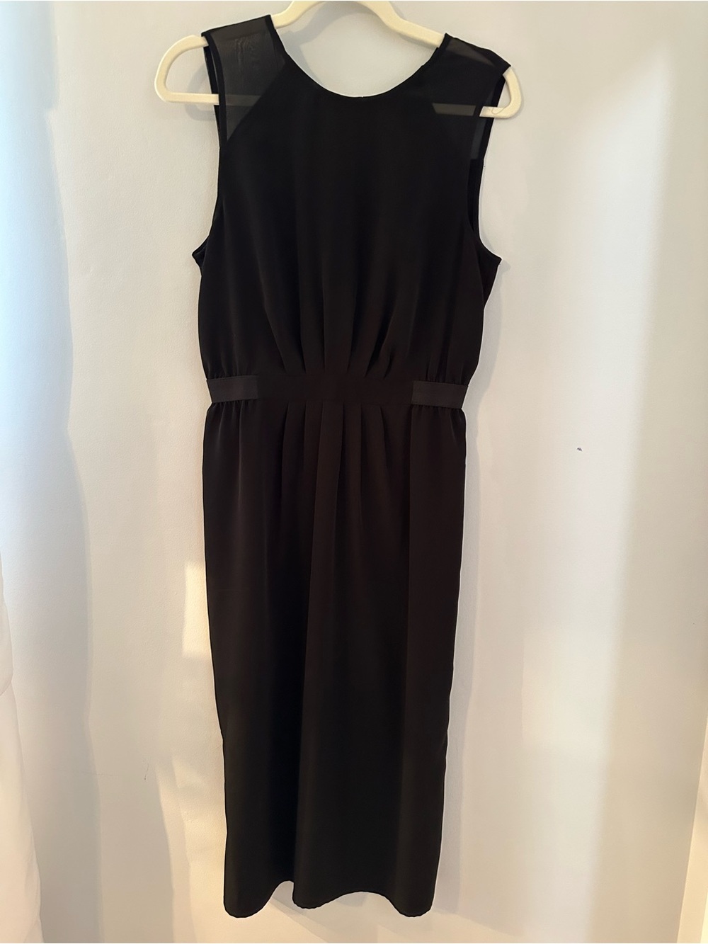 Black Sleeveless Midi Dress With Sheer Shoulders Detail Size 8
